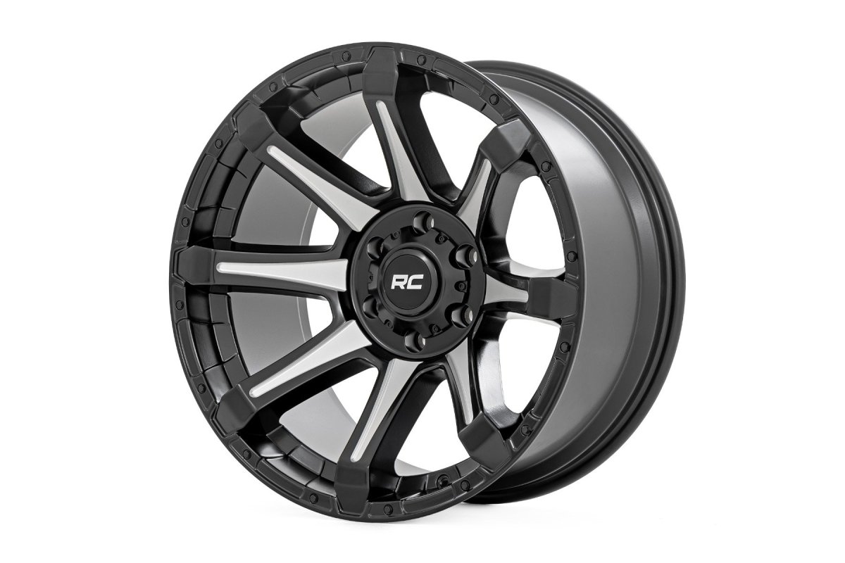 Wheel - Rough Country - 81 Series - Semi Gloss Black with Machined Spokes